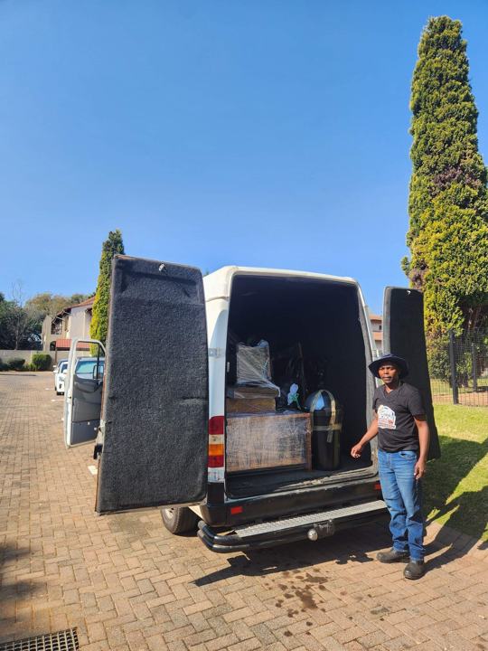 Open van with furniture secured inside
